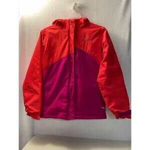 Columbia Omni tech youth girls ski snow board jacket size L orange pink hooded‎